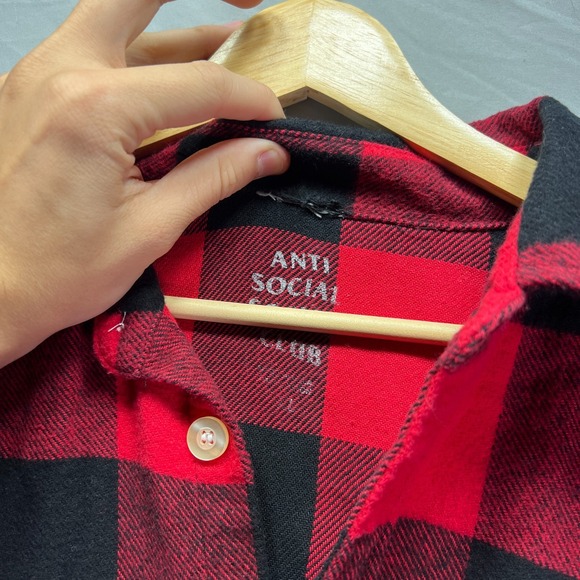 Anti Social Social Club Red and Black Plaid Shirt - Picture 7 of 9